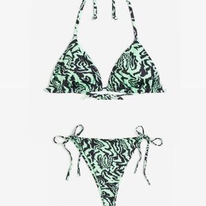 H&M green & black brazilian bikini size M